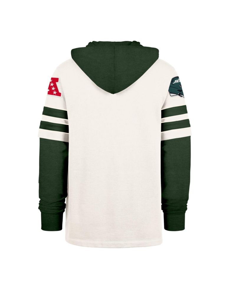Men's '47 Cream New York Jets Split Zone Cornerback Duo Lacer Hoodie
