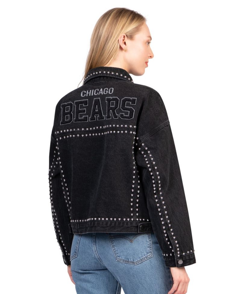 Women's Black Chicago Bears Pit Stop Crew II Full-Button Denim Jacket