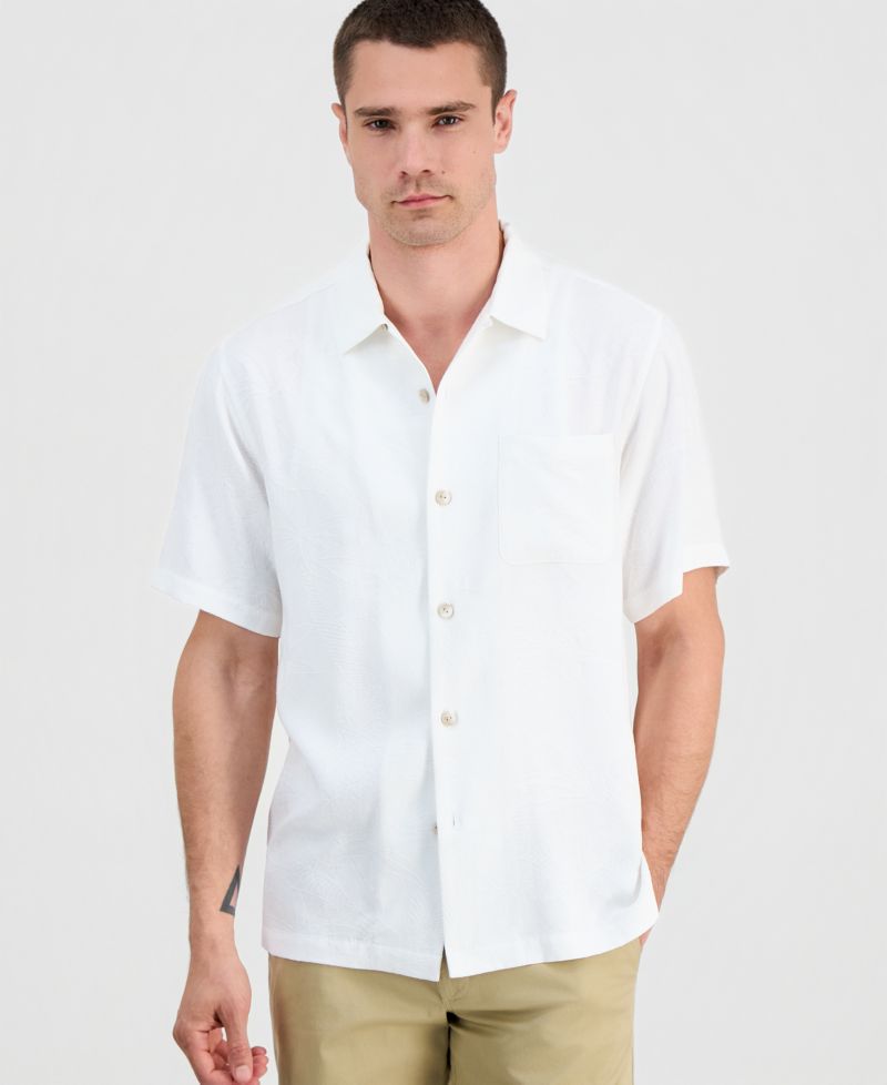 Men's Coastal La Mer Short-Sleeve Island Floral Jacquard Shirt
