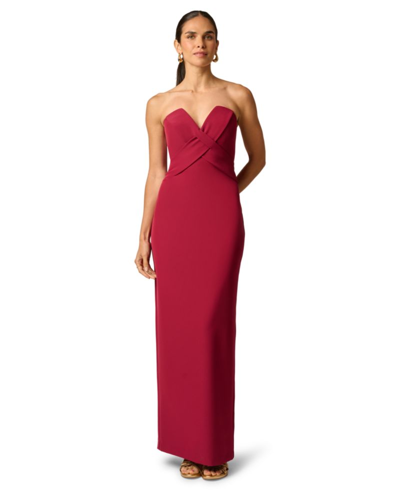 Women's Stretch Strapless Crepe Long Dress