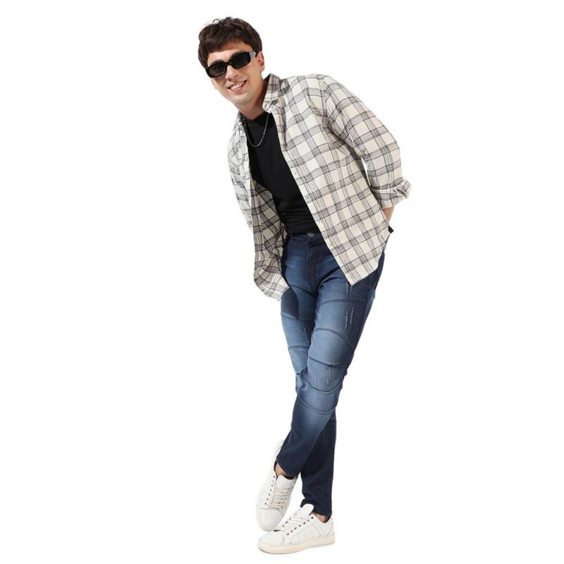 Men's Multicolour Checkered Regular Fit Casual Shirt