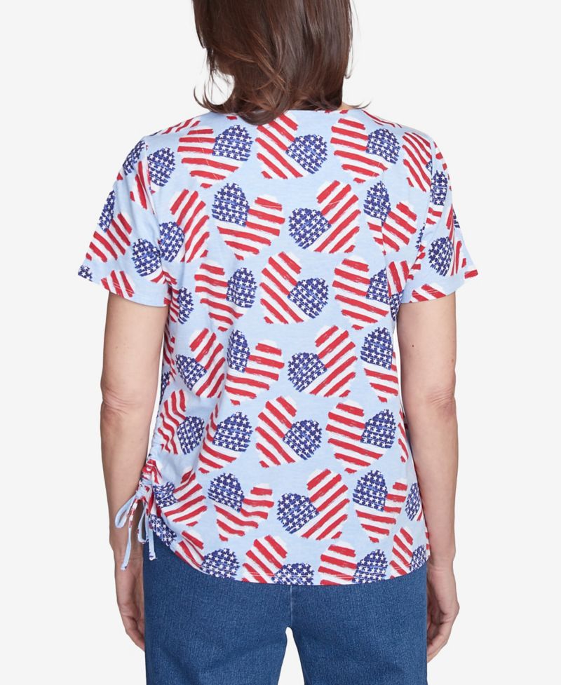 Petite Flag Heart Top with Side Ruching