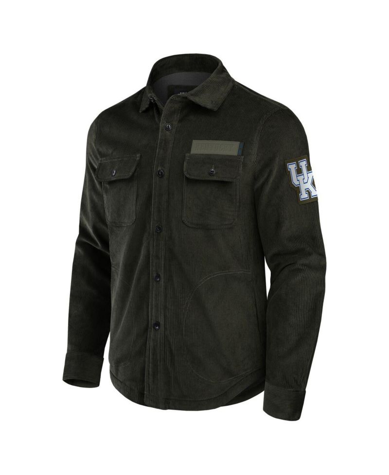 Men's Olive Kentucky Wildcats Corduroy Full-Button Jacket