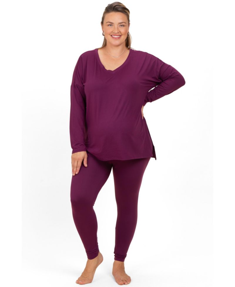 Plus Size Brushed Knit Oversized Top and Legging Set