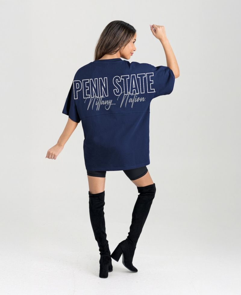 Women's Navy Penn State Nittany Lions Oversized Back at Ya T-Shirt