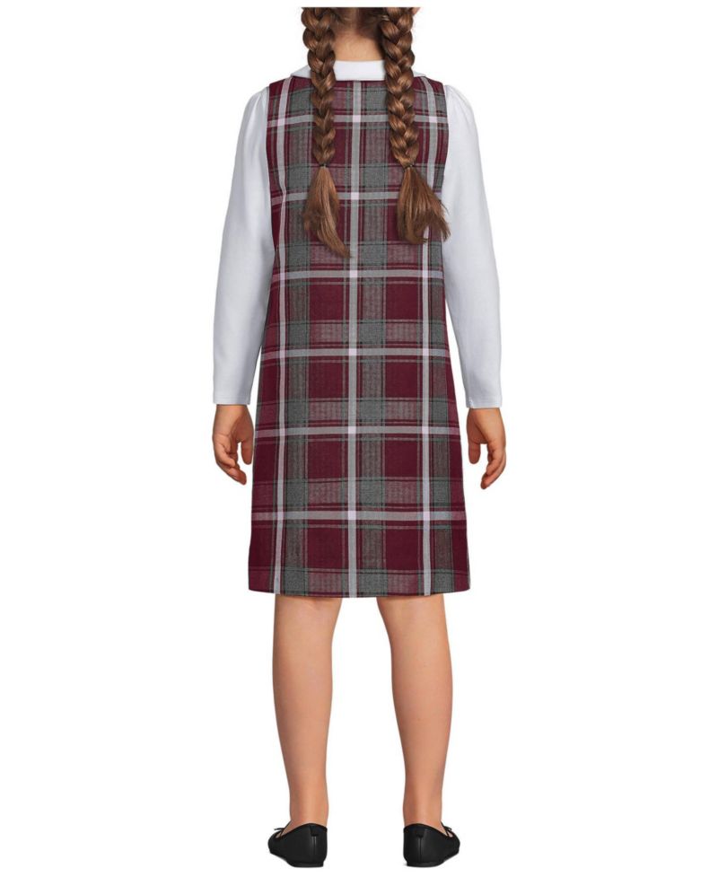 Big Girls Plaid Button Shoulder Patch Pocket Jumper
