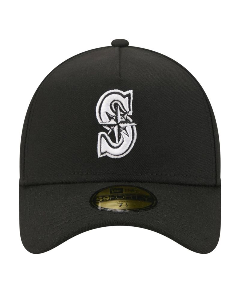 Men's Black Seattle Mariners A-Frame 59FORTY Fitted Hat