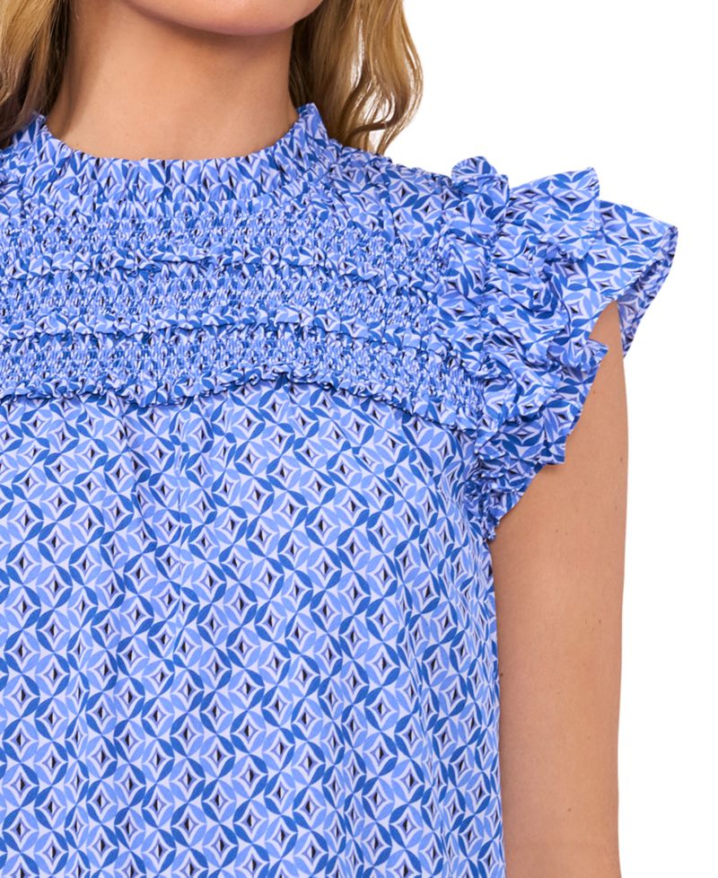 Women's Smocked Ruffle Yoke Blouse