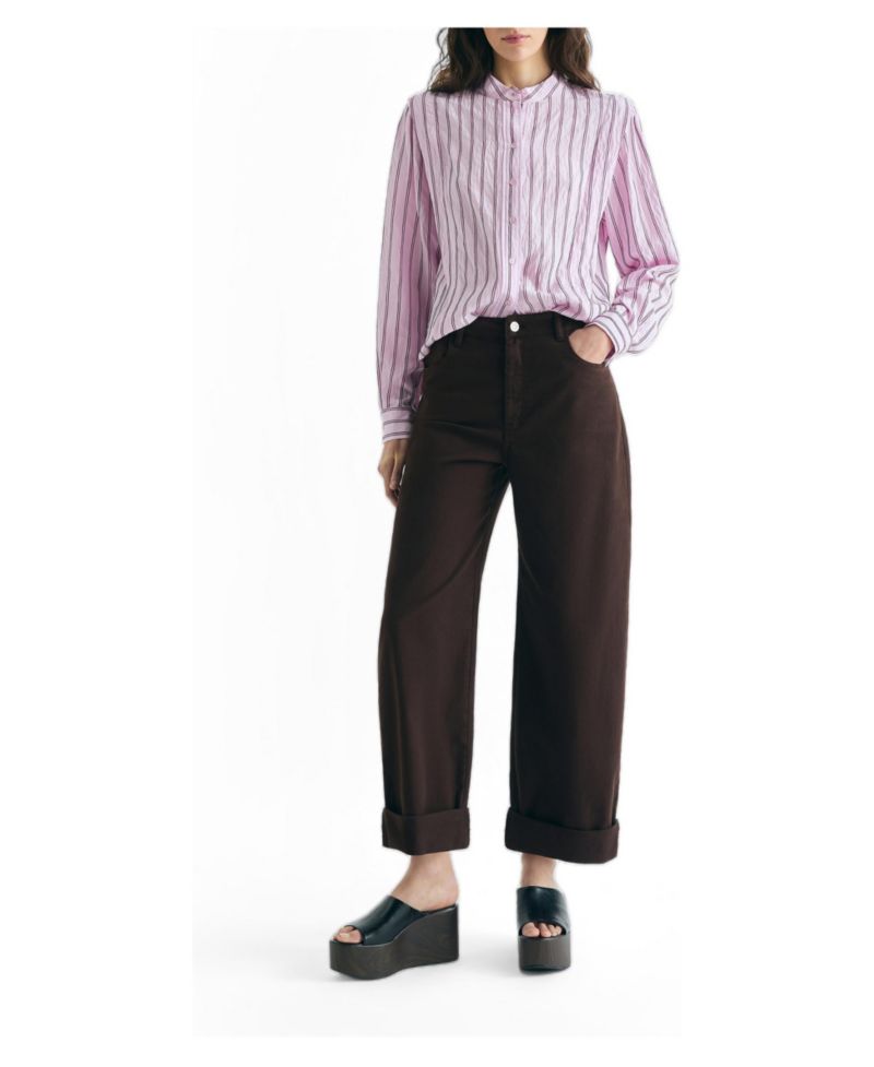 Women's Shoulder Pad Effect Striped Shirt