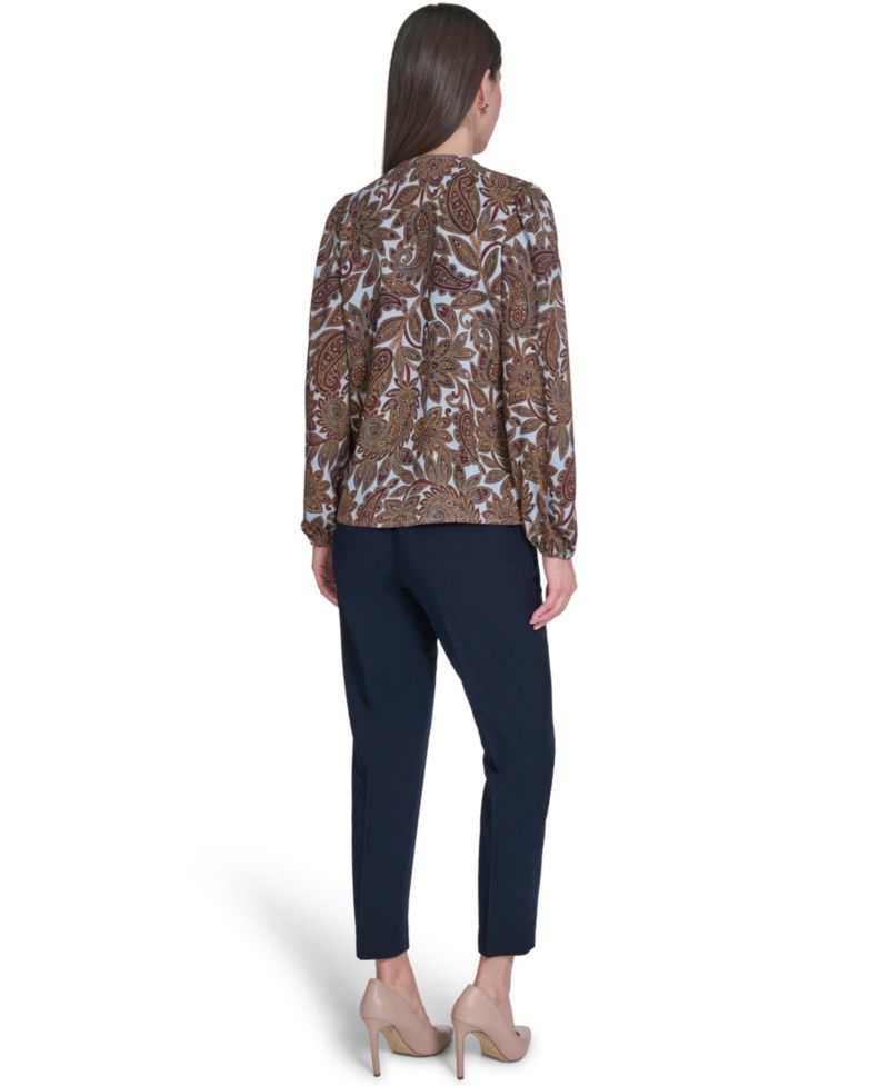 Women's V-Neck Long-Sleeve Ruffle Blouse