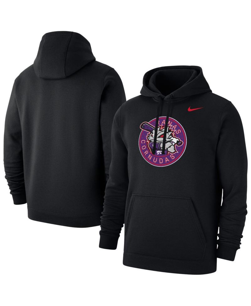 Men's Black TCU Horned Frogs Ranas Cornudas Baseball Club Fleece Pullover Hoodie