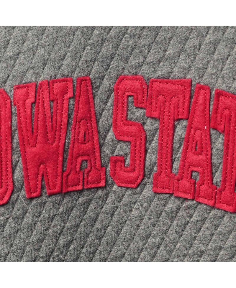 Women's Heather Charcoal Iowa State Cyclones Moose Quilted Pullover Sweatshirt