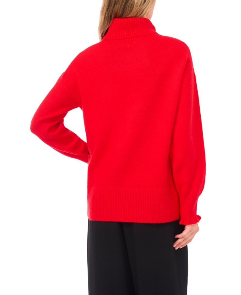 Women's Embroidered Ribbon Turtleneck Sweater