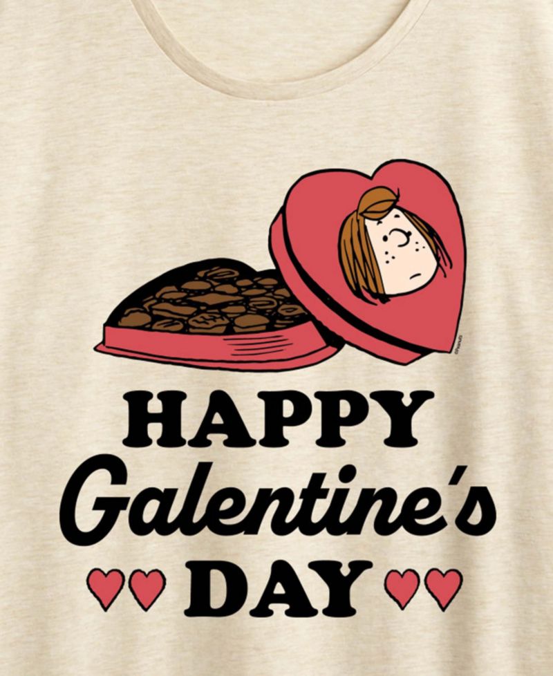 Women's Peanuts Peppermint Patty Happy Galentines Day Short-Sleeve Graphic T-Shirt