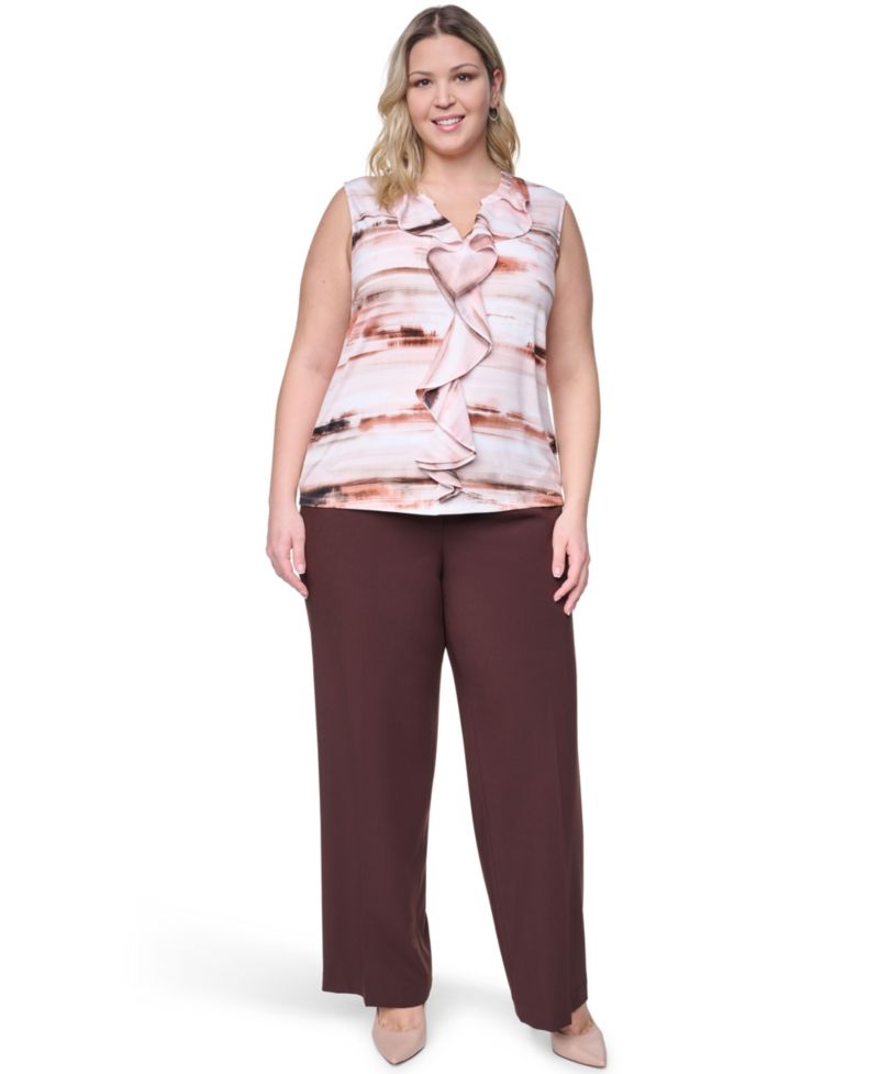 Plus Size Sleeveless Ruffle-Front V-Neck Top