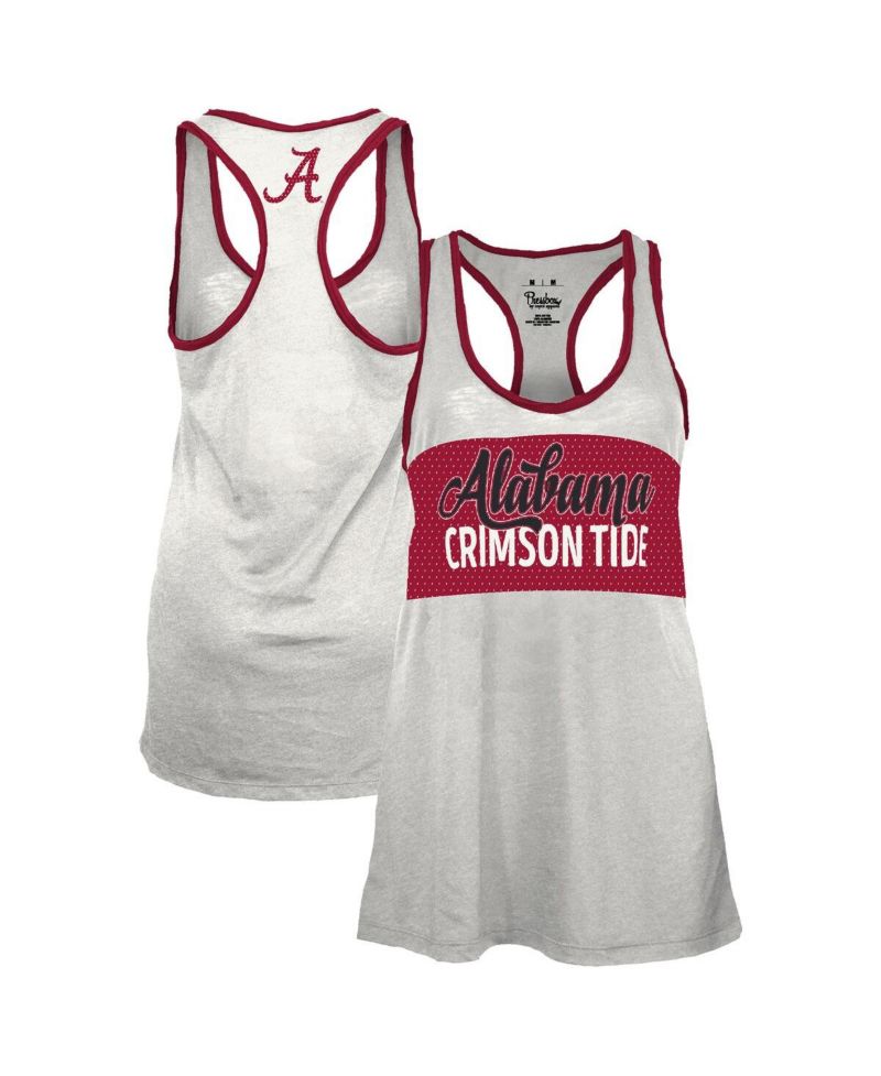 Women's White/Crimson Alabama Crimson Tide Tracy Racerback Burnout Tank Top