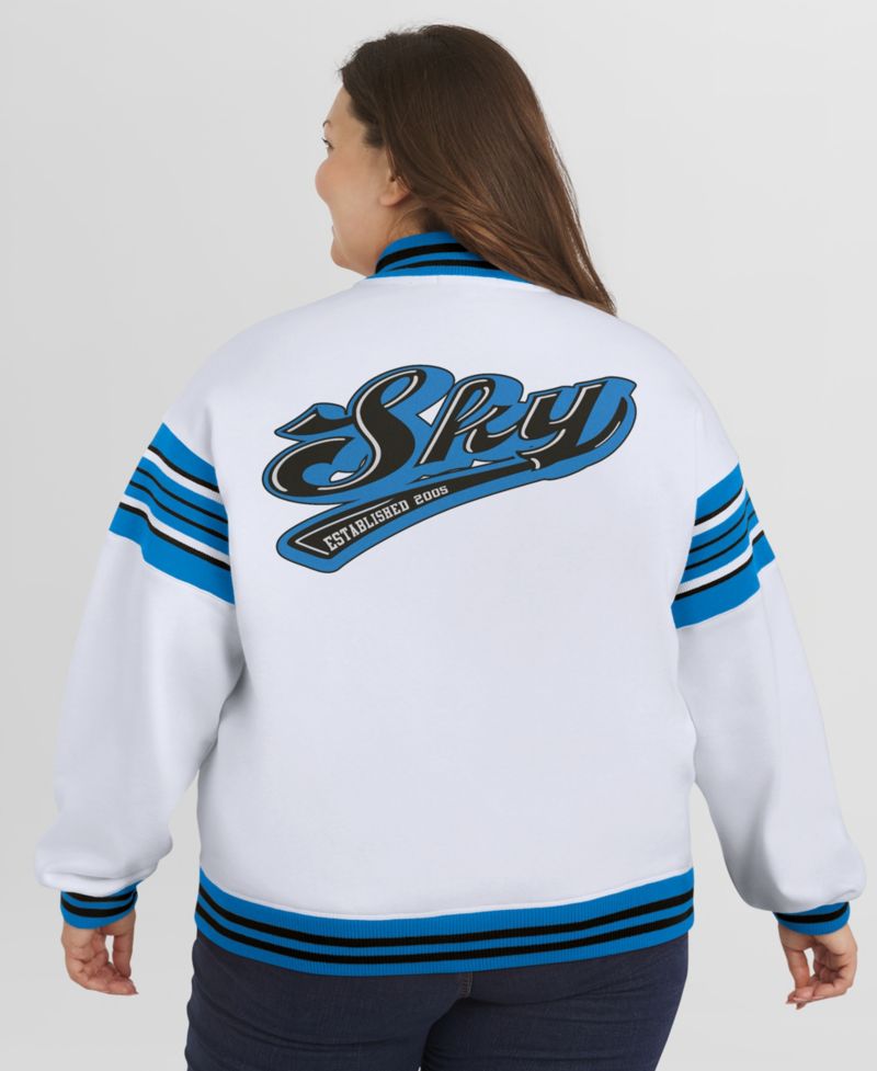 Women's White/Blue WNBA Full-Snap Fleece Sweatshirt Jacket