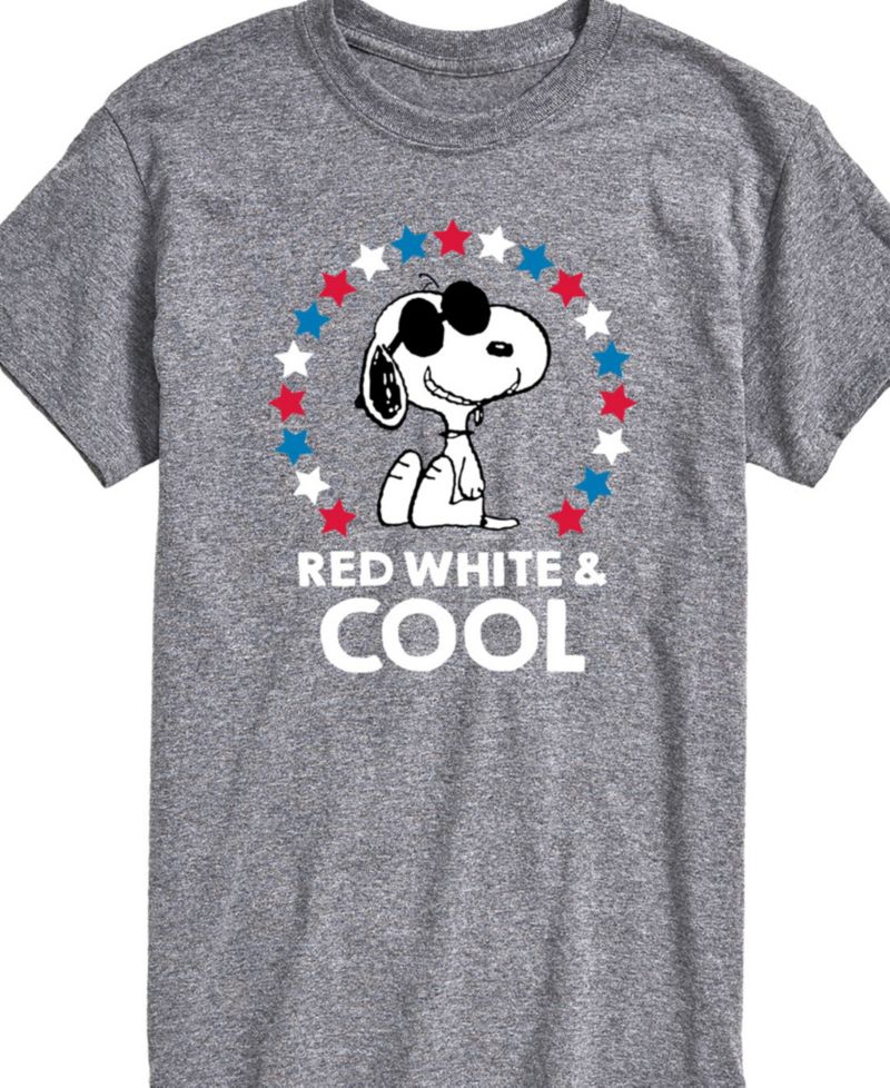 Men's Peanuts Snoopy Flag Fireworks Short Sleeve T-Shirt