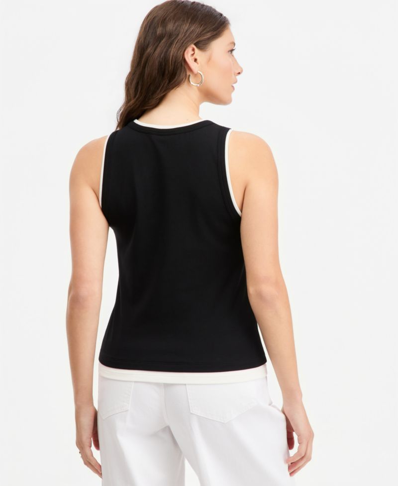Women's Micro Rib Faux-Layered Tank Top