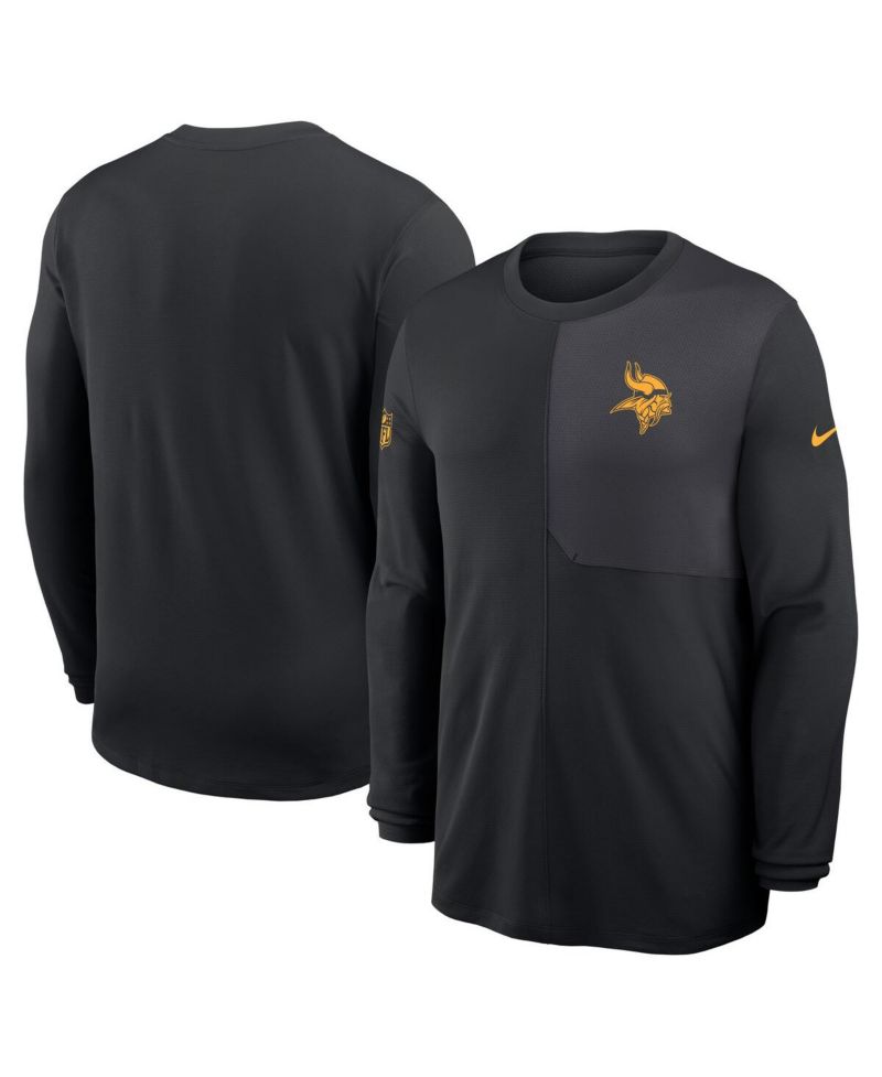 Men's Black Minnesota Vikings Sideline Coach UV Performance Long Sleeve T-Shirt