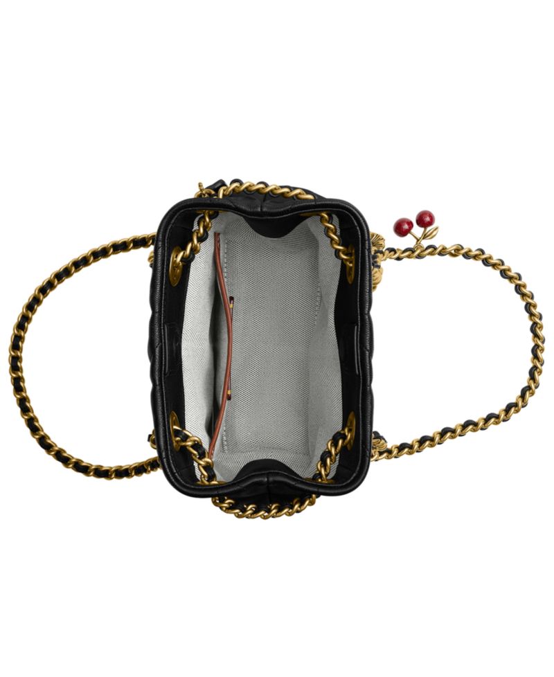 Jade Small Quilted Leather Drawstring Crossbody Bag with Charms