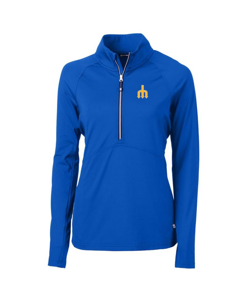Women's Royal Seattle Mariners Dry Tec Adapt Eco Knit Stretch Raglan Half-Zip Top