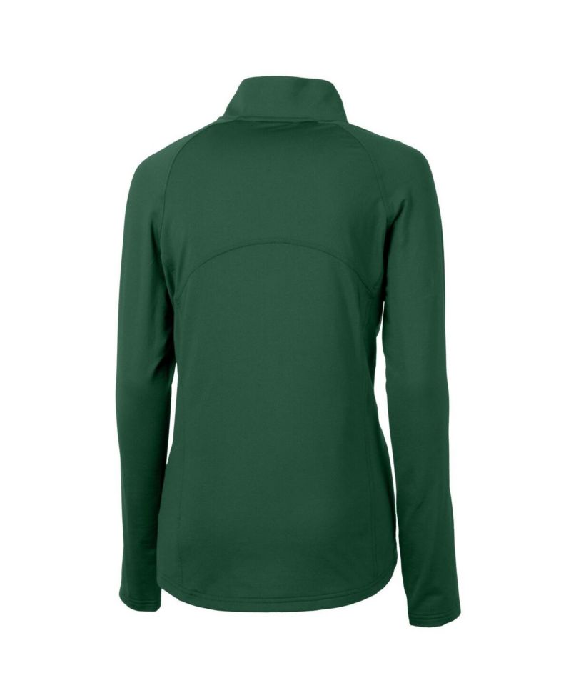 Women's Green Philadelphia Eagles Gridiron Classics Logo Adapt Eco Knit Stretch Half-Zip Pullover Top