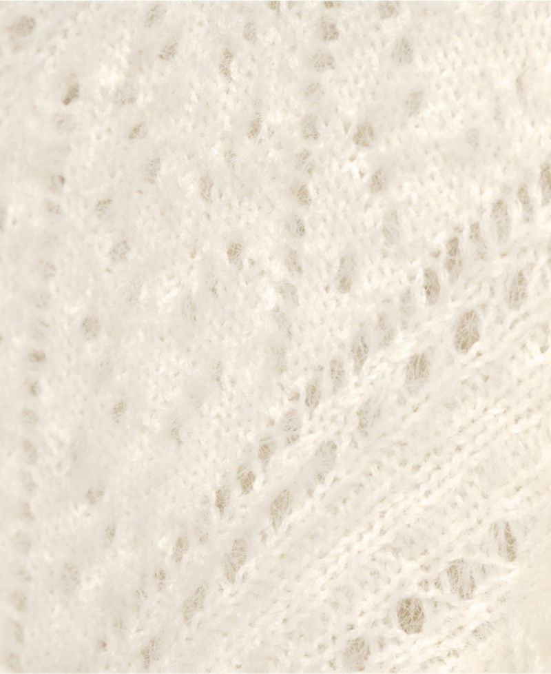Plus Size Eyelash Fuzzy Pointelle Puff Sleeve Sweater