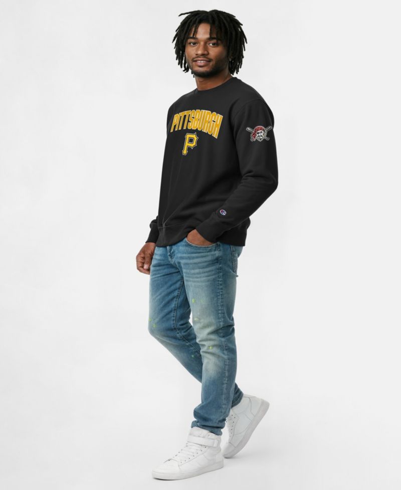 Men's Black Pittsburgh Pirates Reverse Weave Chenille Sweatshirt