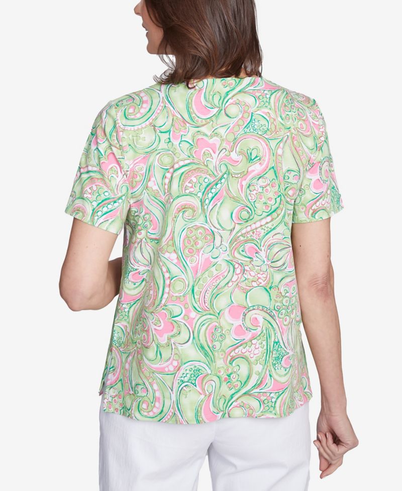 Petite Abstract Scroll Crew Neck Top