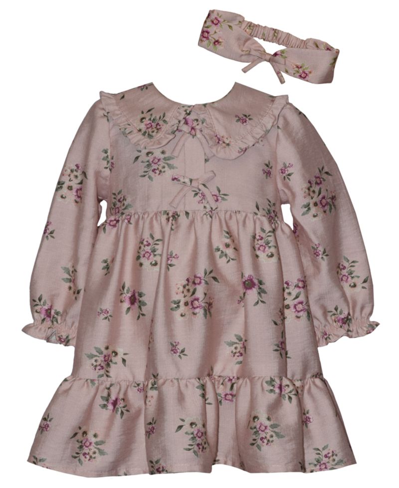 Baby Girls' Floral Collar Dress with Headband