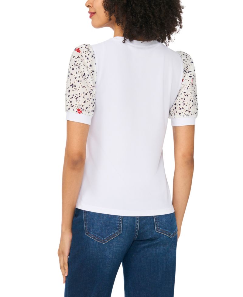 Women's Short-Sleeve Crewneck Mixed Media T-Shirt