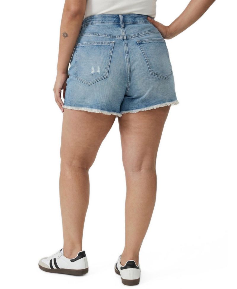 Women's High-Rise Relaxed Distressed Denim Shorts, 3.5" Inseam