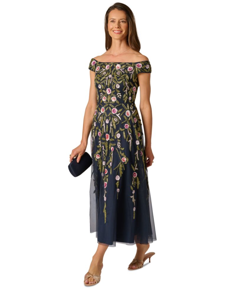 Women's Beaded Fit & Flare Dress