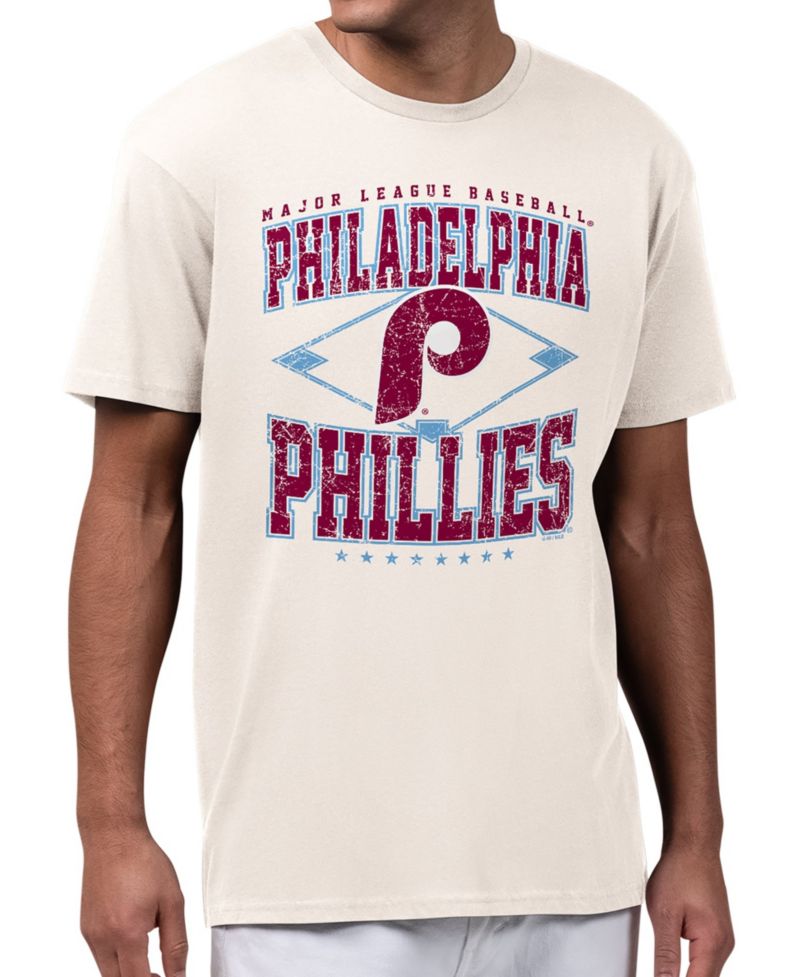 Men's Cream Philadelphia Phillies Distressed Cooperstown Diamond T-Shirt