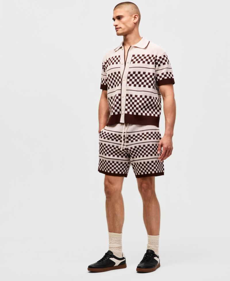 Mode of One Men's Check Sweater Shorts, Exclusive