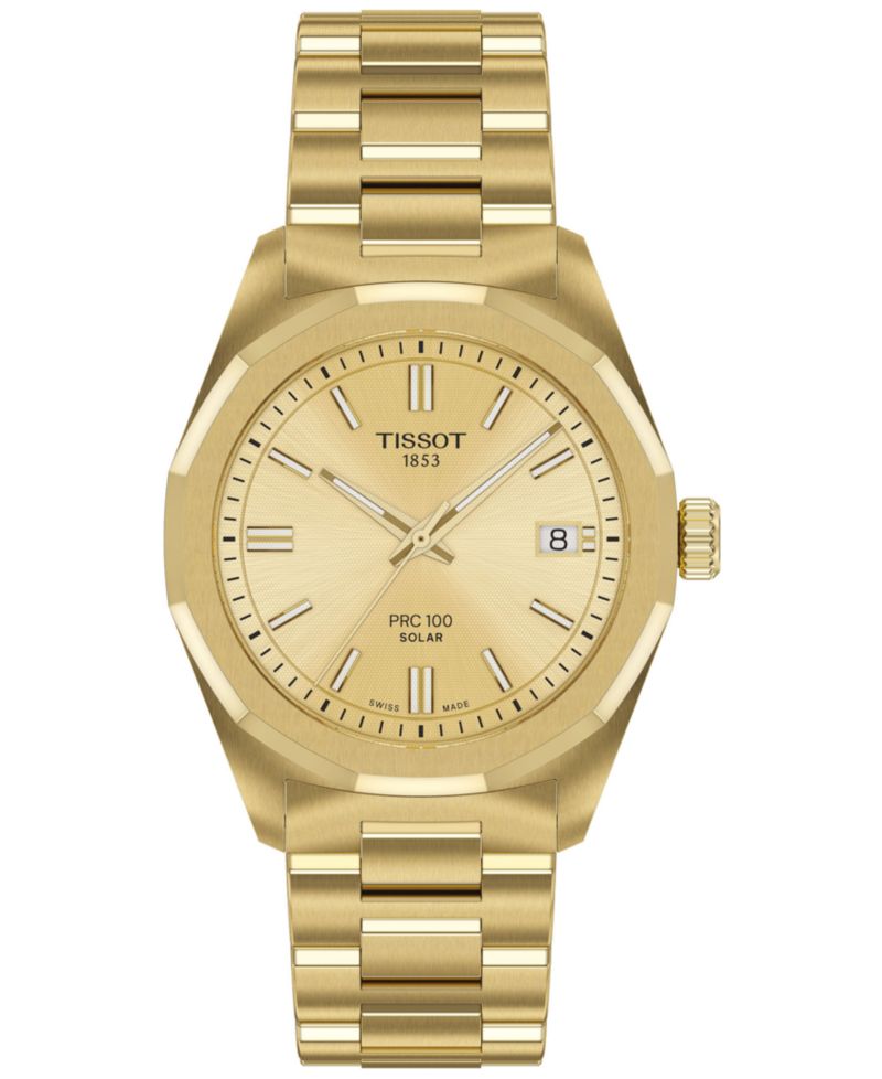 Women's Swiss PRC 100 Solar Gold-Tone Stainless Steel Bracelet Watch 34mm