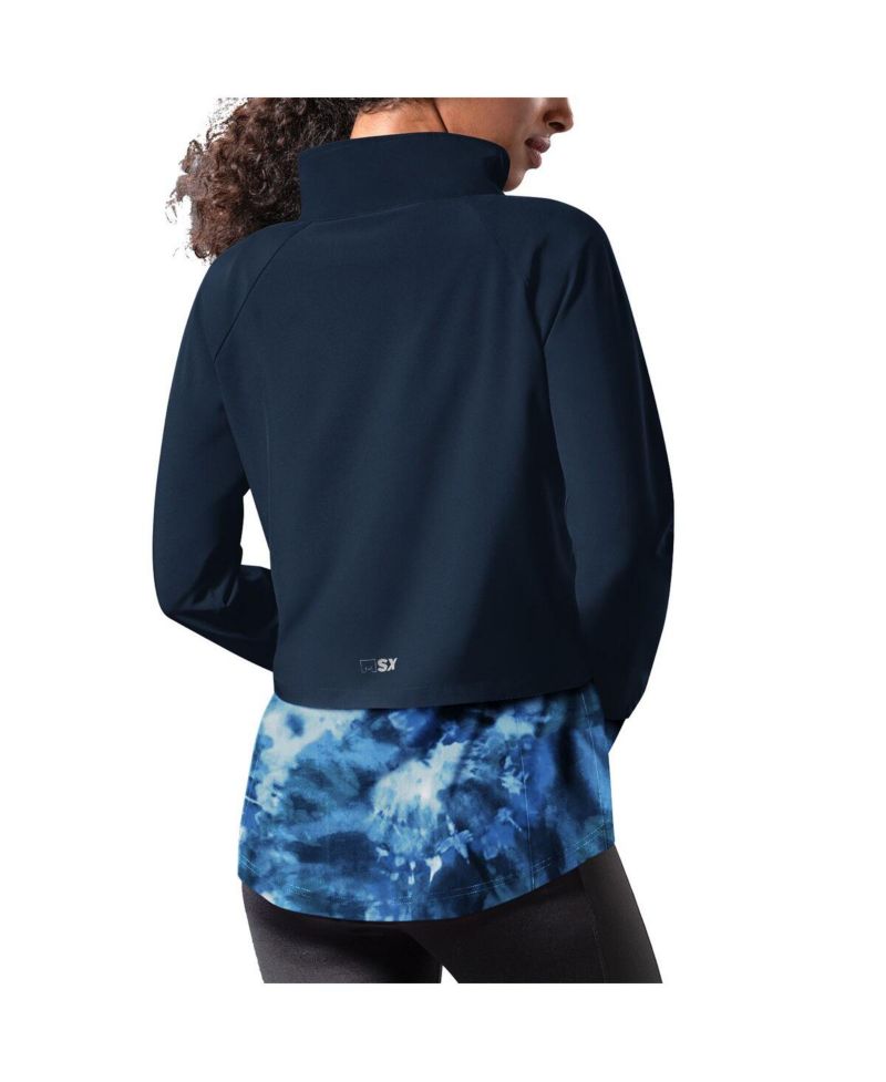 Women's Navy New England Patriots Grace Raglan Full-Zip Running Jacket