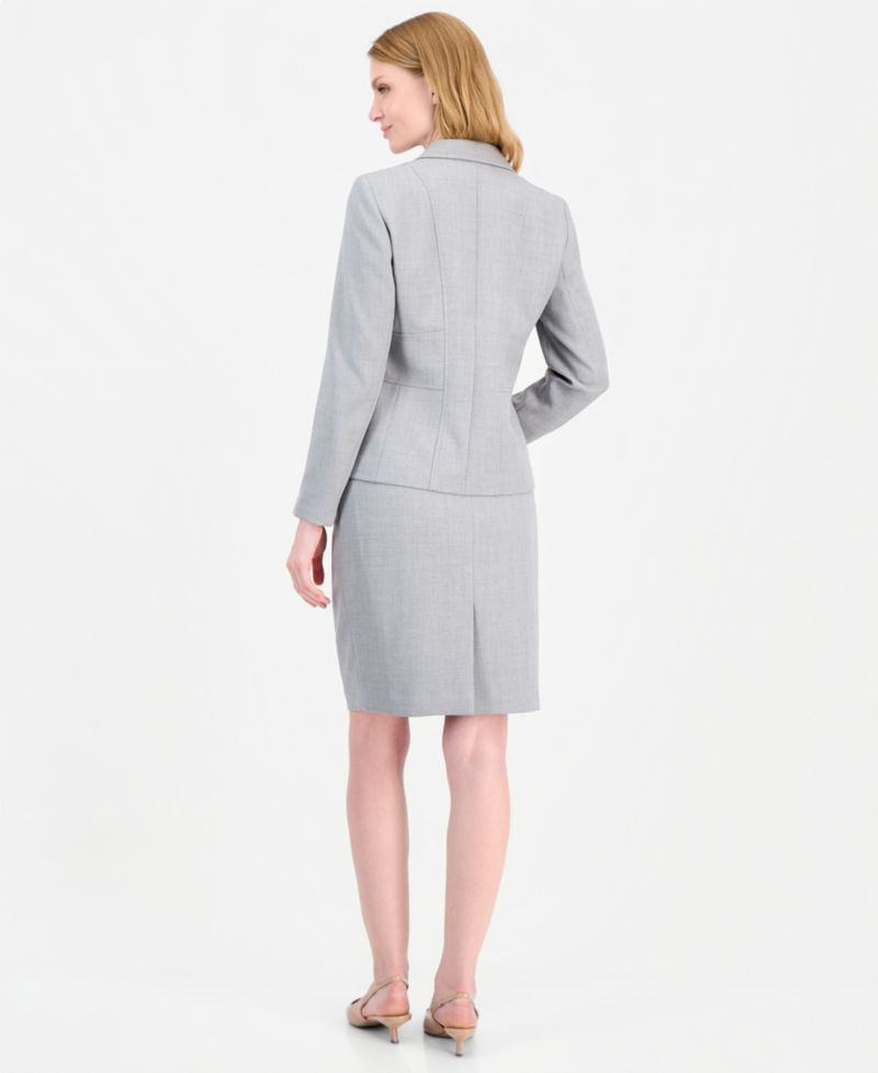 Women's Melange Slim-Fit Peak-Lapel 3-Button Blazer and Skirt, 2-Piece Set