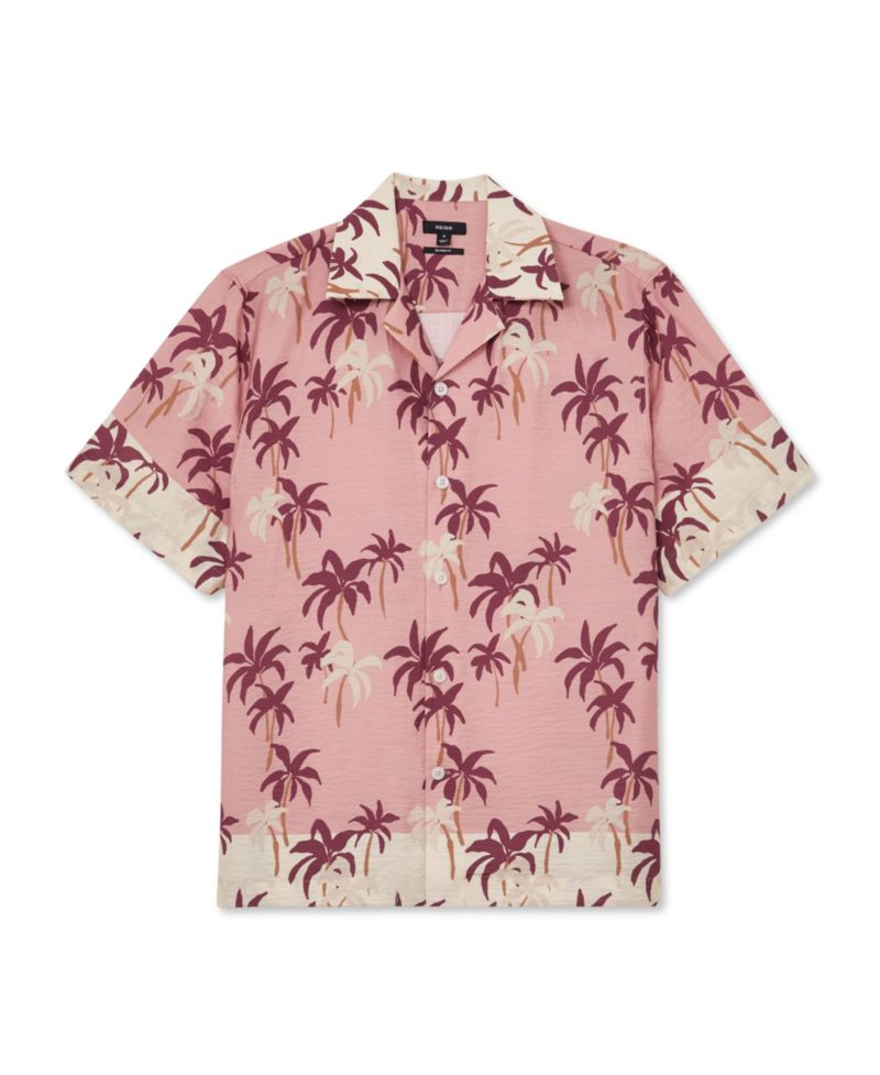 Men's Madrona Palm-Print Cuban-Collar Shirt