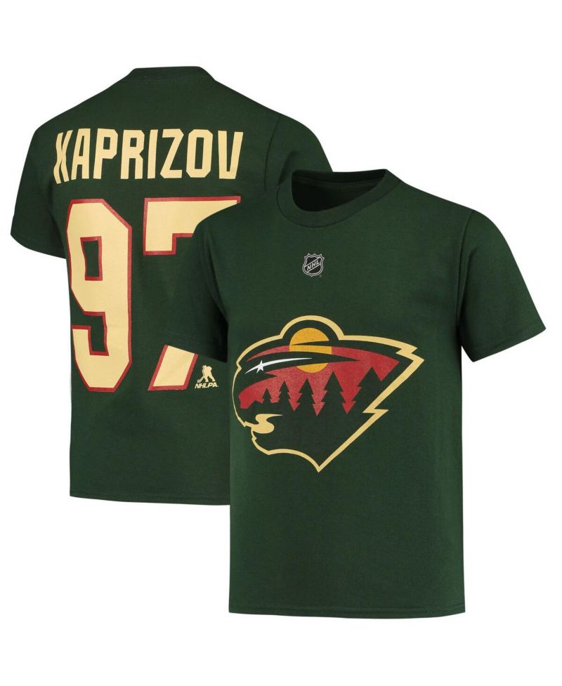 Big Boys Kirill Kaprizov Green Minnesota Wild Player Name and Number T-shirt