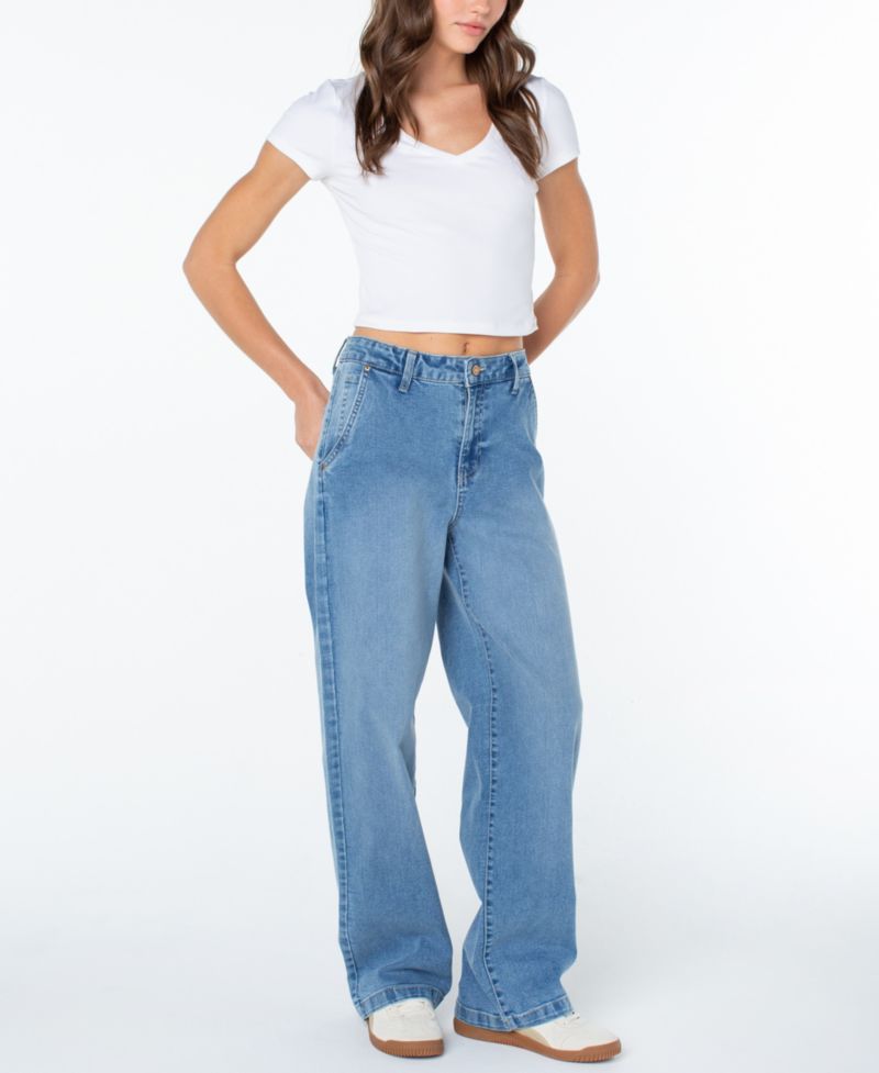 Juniors' High-Rise Relaxed Trouser Jeans
