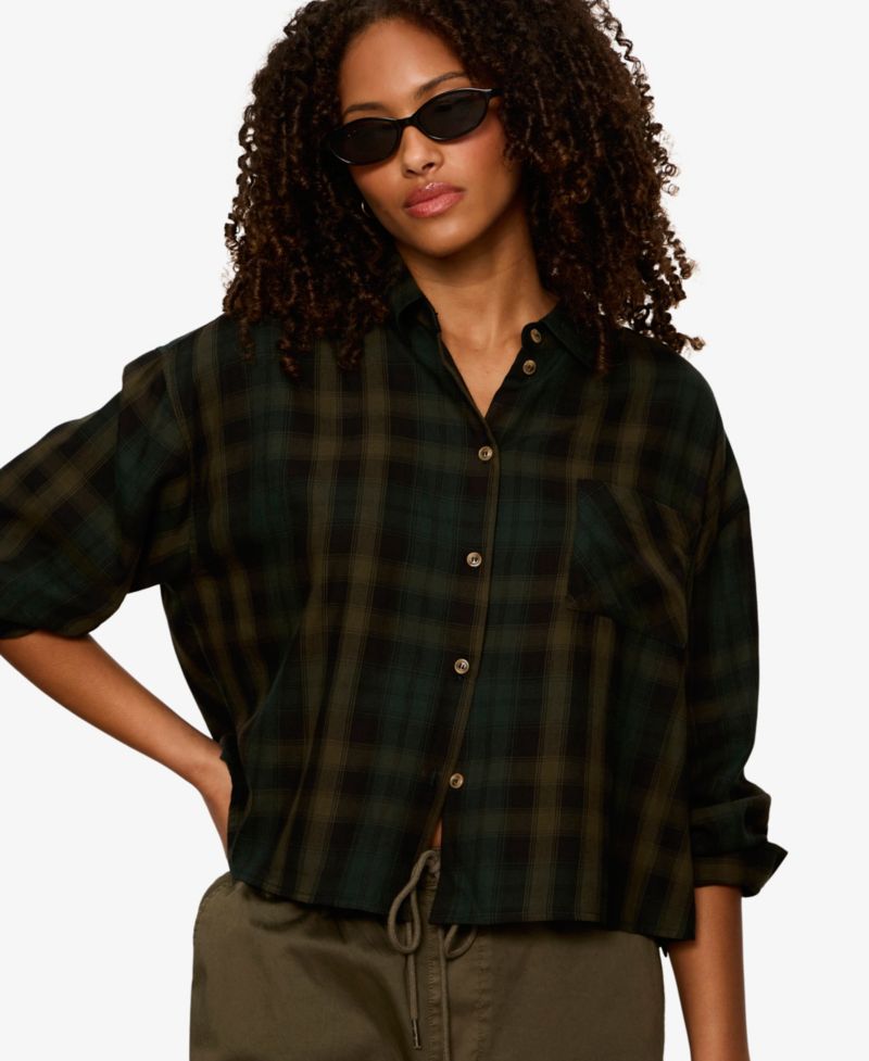 Petite The Autumn Cropped Flannel Button-Up Shirt
