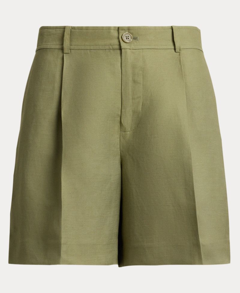Women's High-Rise Pleated Twill Shorts