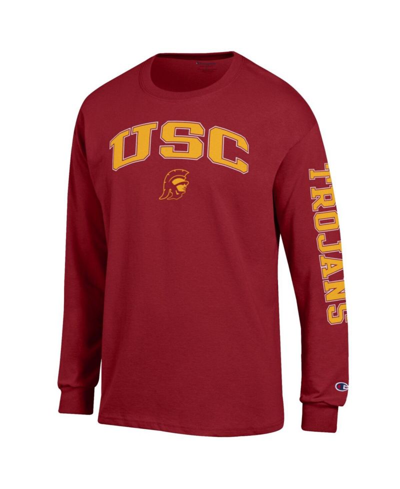 Men's Cardinal USC Trojans Arch Over Logo 2-Hit Long Sleeve T-Shirt