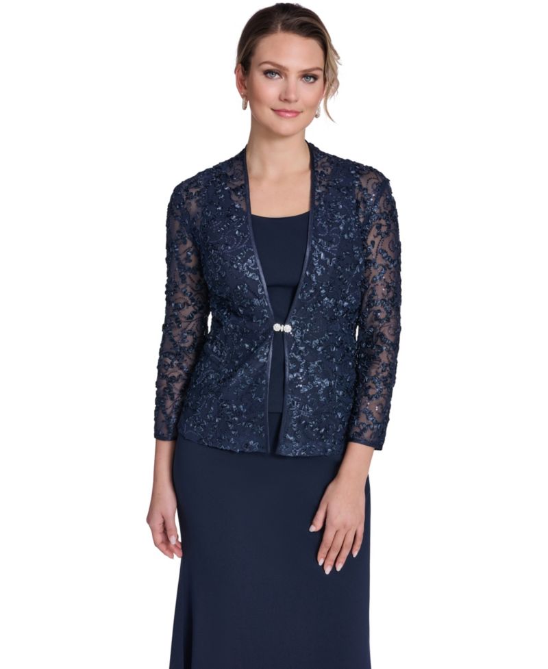 Women's Jewel Neck Jacket Ball Gown