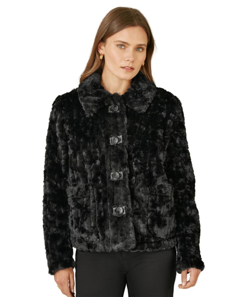 Women's Textured Faux Fur Jacket