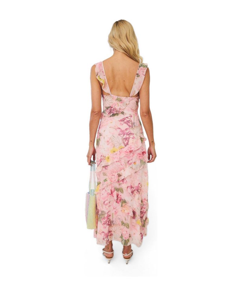 Women's Levine Floral-Print Ruffle Maxi Dress