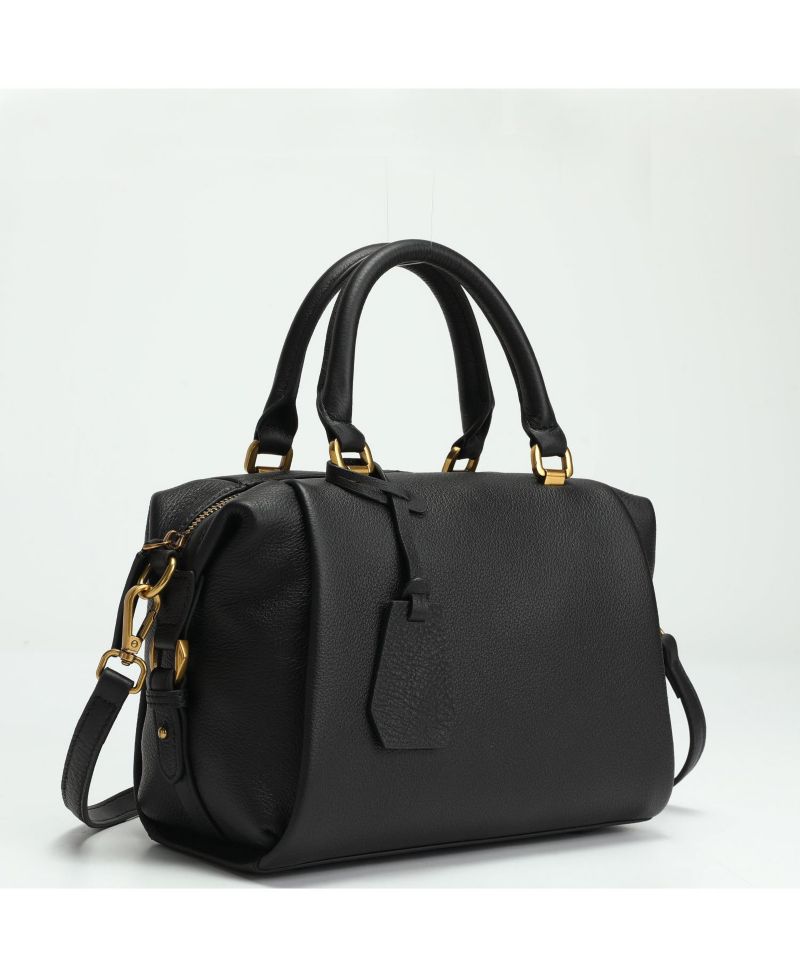 Quinn Womens Pebbled Leather Top Handle Satchel Bag Structured Crossbody Purse Handbag