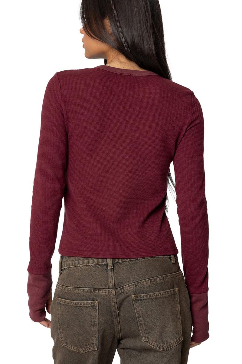 Women's Waffle Long Sleeve T Shirt